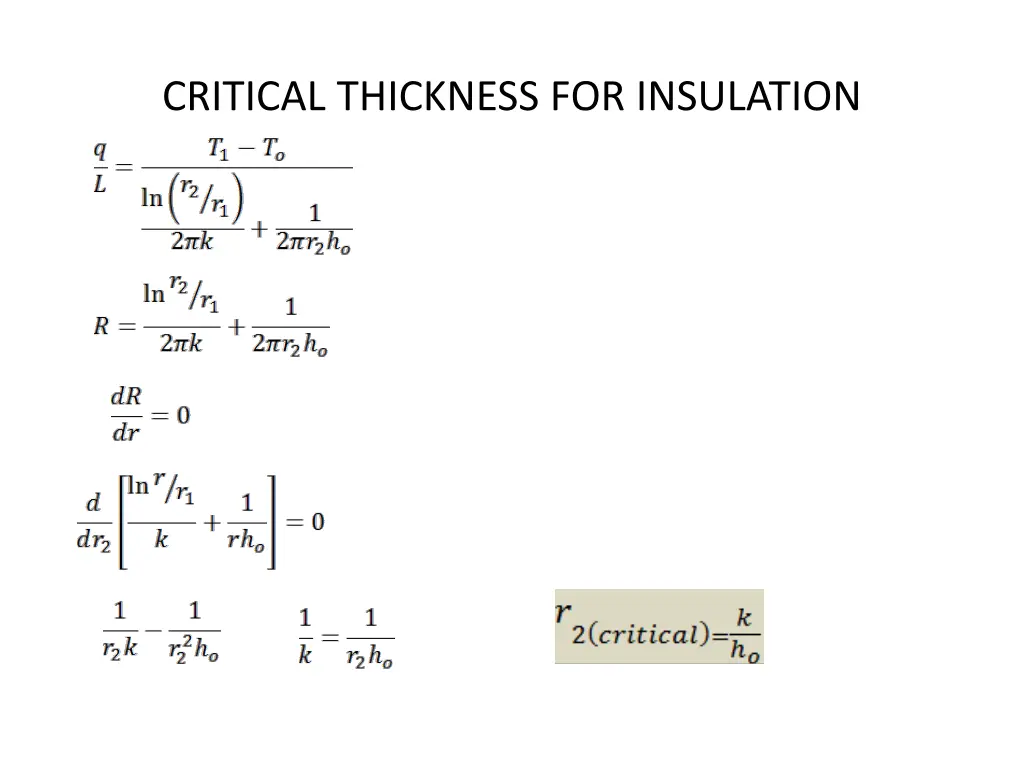 critical thickness for insulation