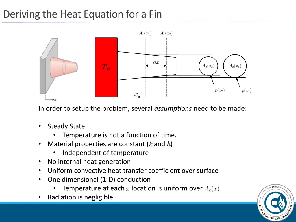 deriving the heat equation for a fin