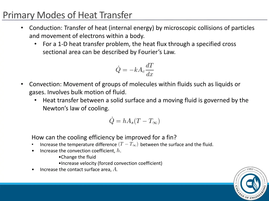 primary modes of heat transfer conduction