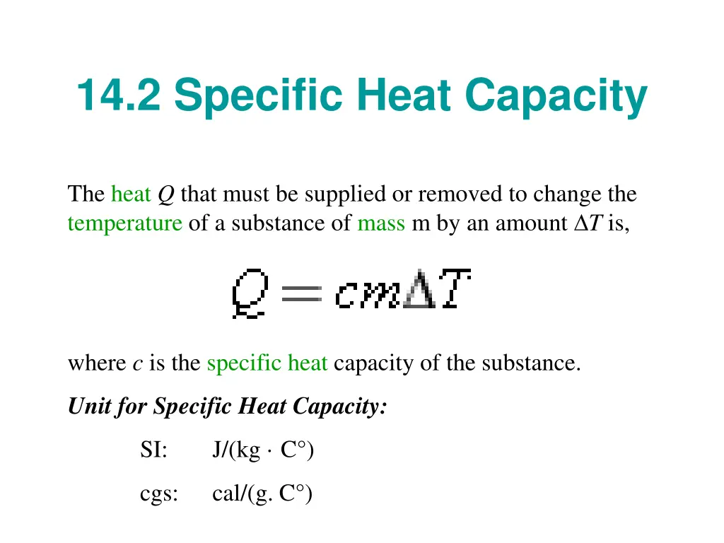 14 2 specific heat capacity