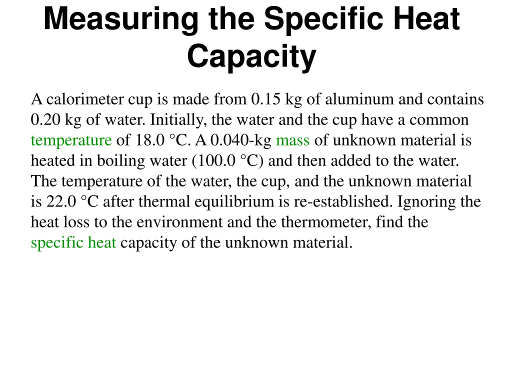 measuring the specific heat capacity