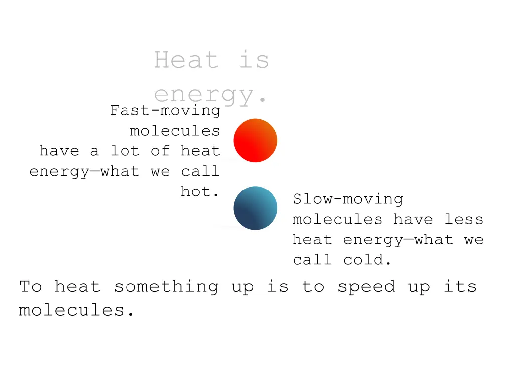 heat is energy fast moving molecules have