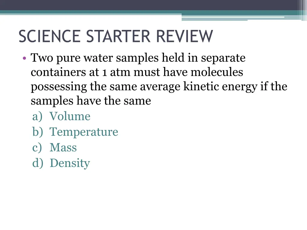 science starter review two pure water samples