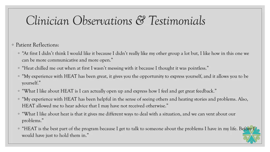 clinician observations testimonials 1