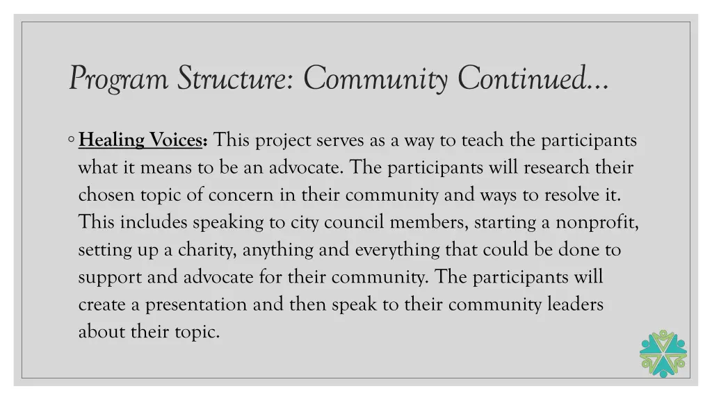 program structure community continued 1