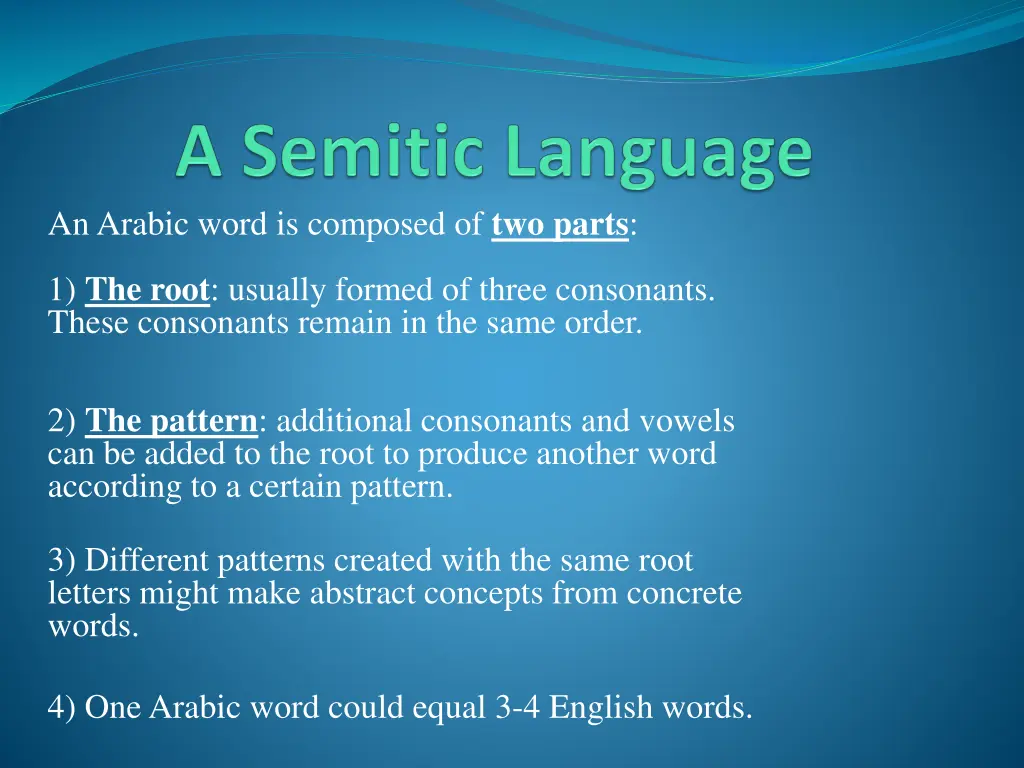 an arabic word is composed of two parts