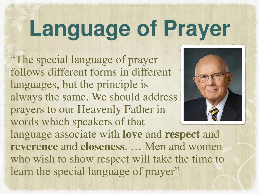 language of prayer