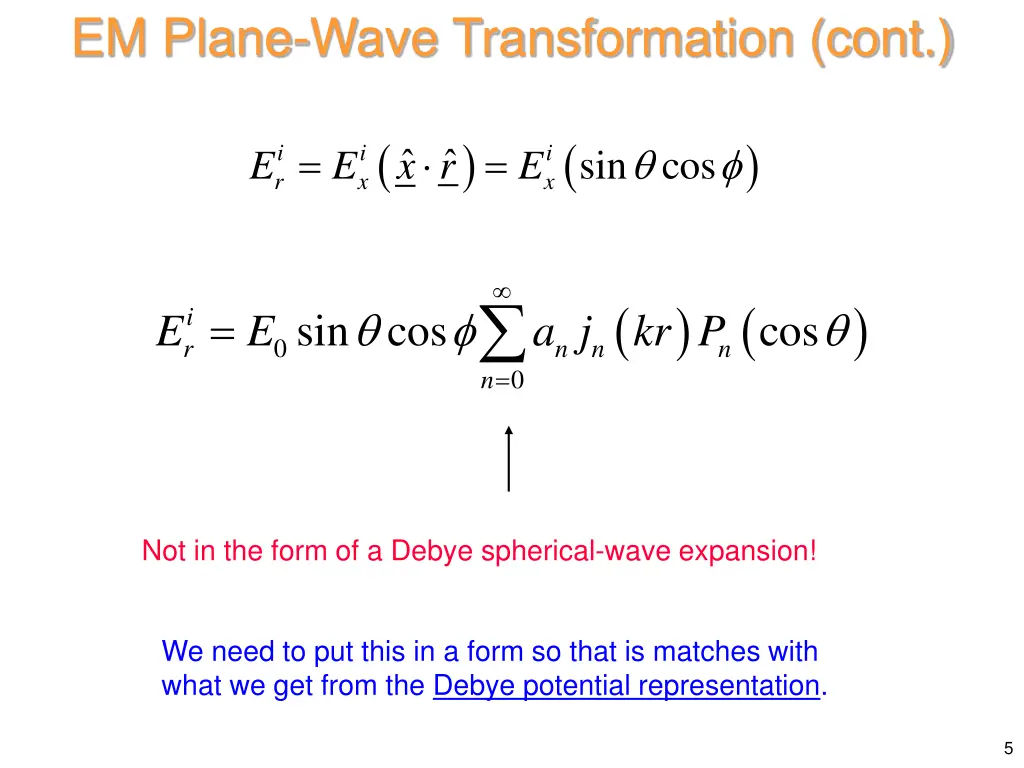 em plane wave transformation cont 1