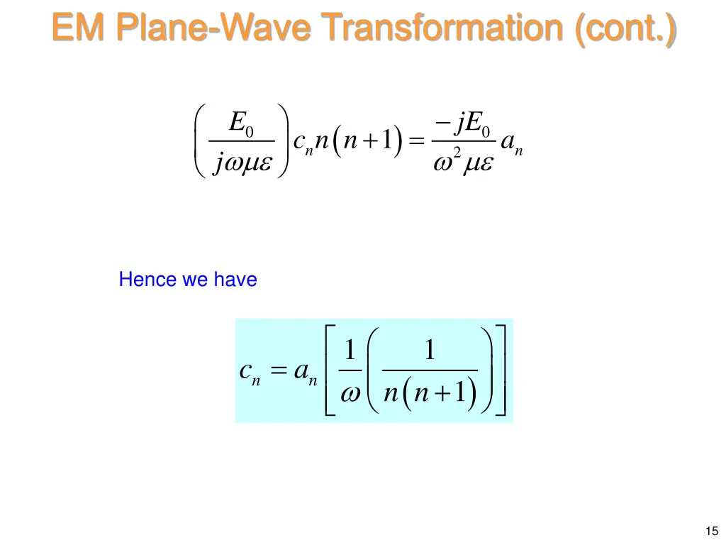 em plane wave transformation cont 11