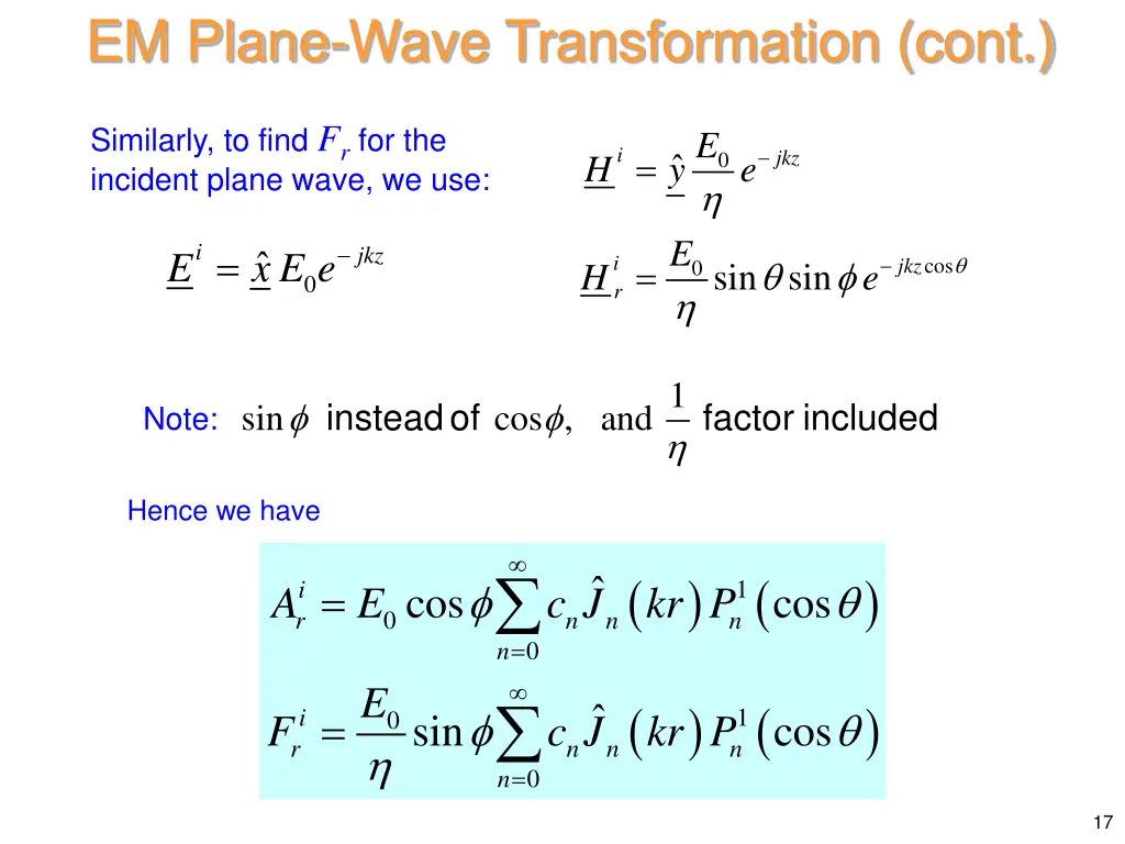 em plane wave transformation cont 13