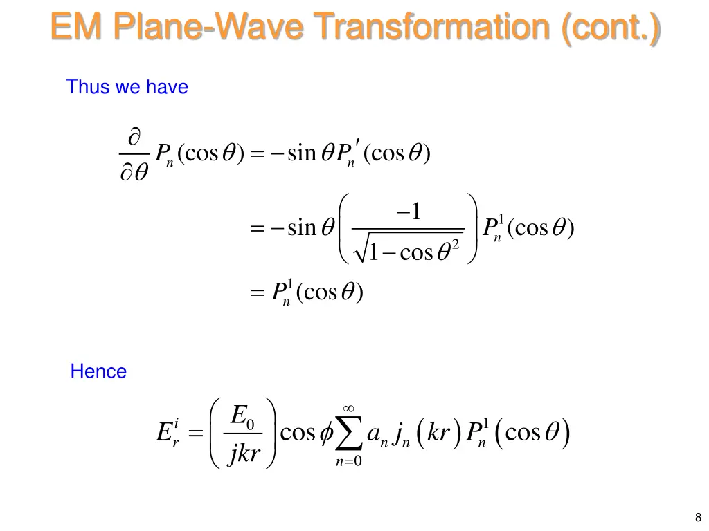 em plane wave transformation cont 4