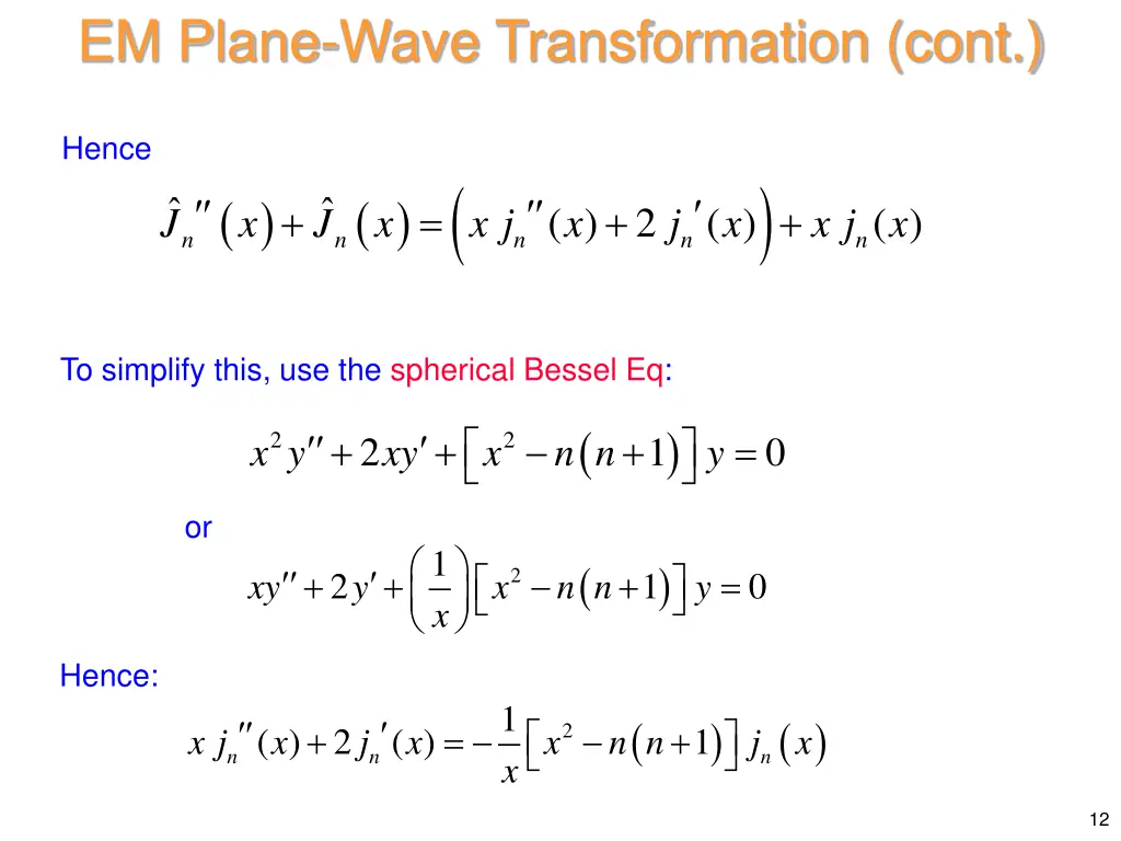 em plane wave transformation cont 8