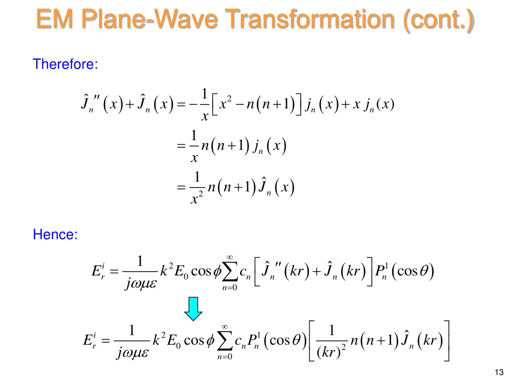 em plane wave transformation cont 9