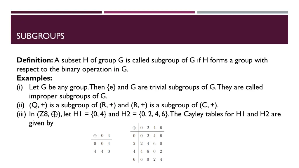 subgroups