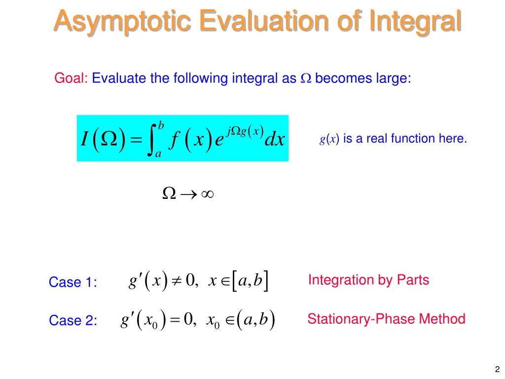 asymptotic evaluation of integral