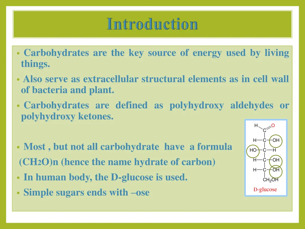 carbohydrates are the key source of energy used