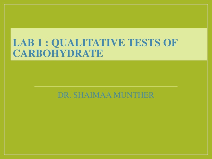 lab 1 qualitative tests of carbohydrate