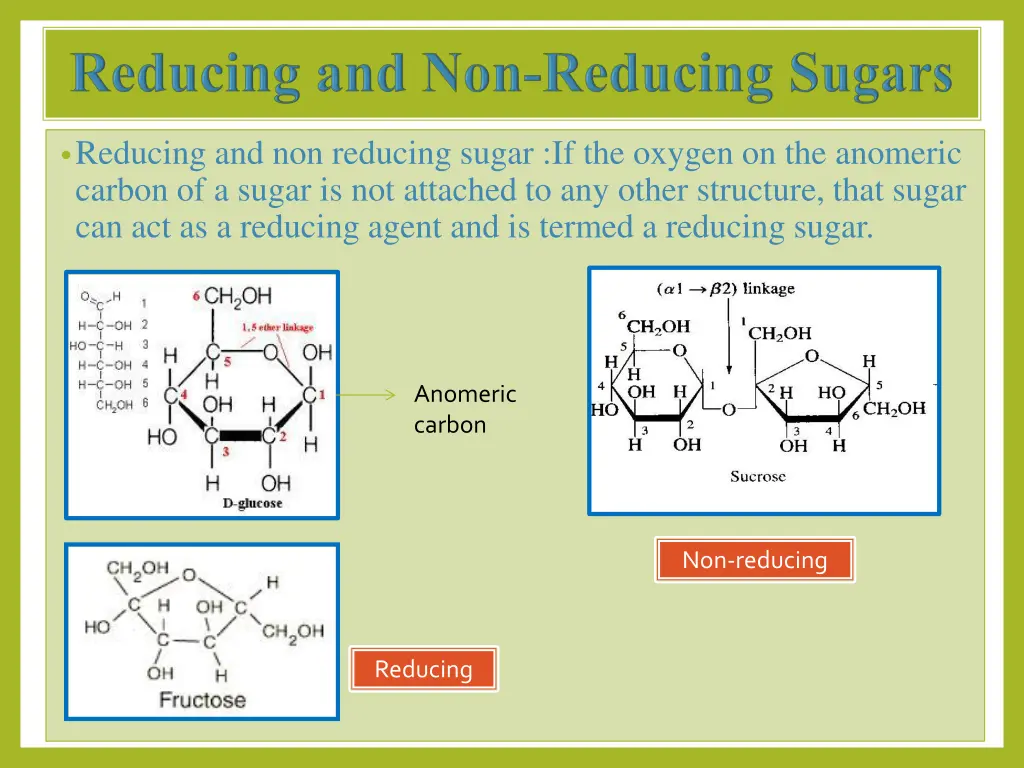 reducing and non reducing sugar if the oxygen