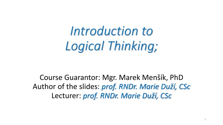 introduction to logical thinking