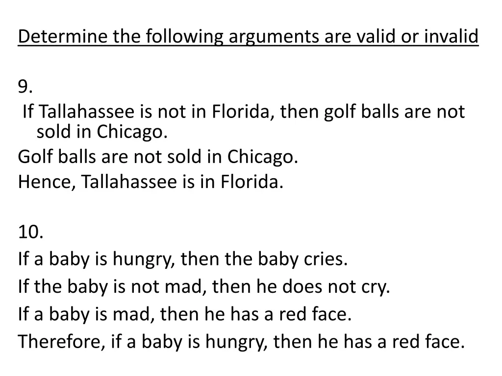 determine the following arguments are valid 2