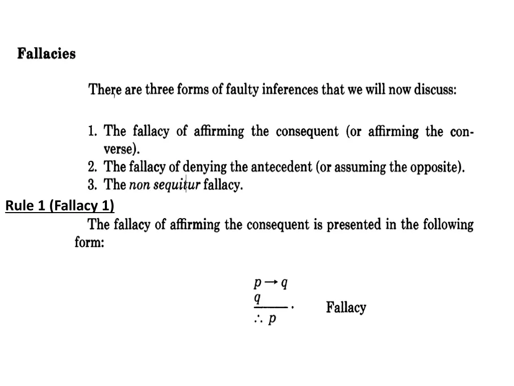 rule 1 fallacy 1