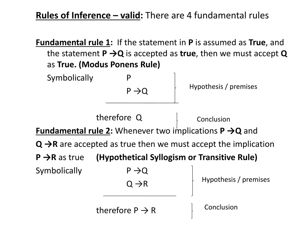 rules of inference valid there are 4 fundamental