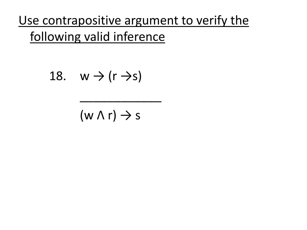 use contrapositive argument to verify