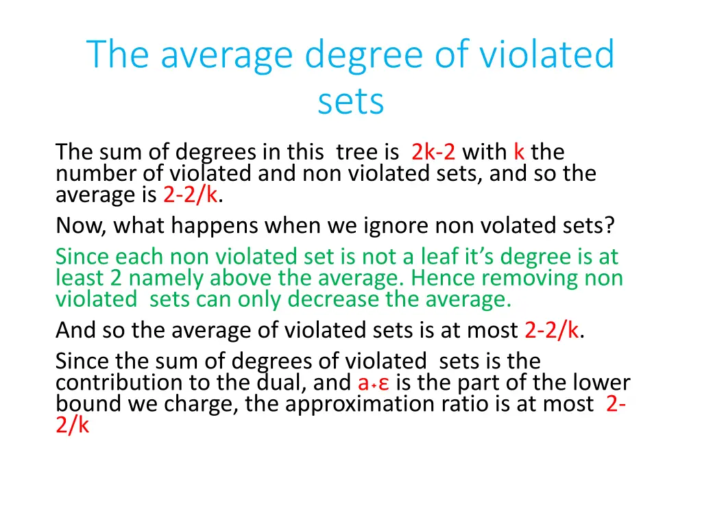 the average degree of violated sets