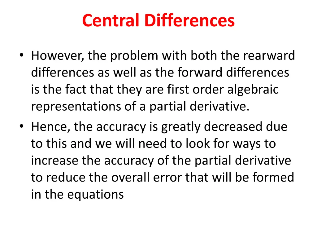 central differences