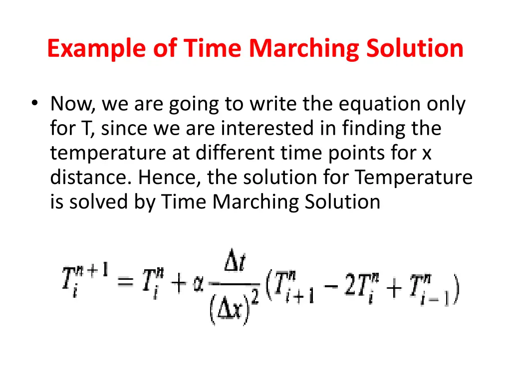 example of time marching solution 1