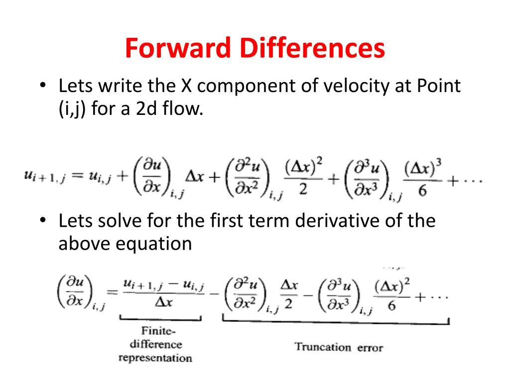 forward differences lets write the x component