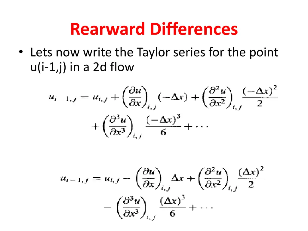 rearward differences lets now write the taylor