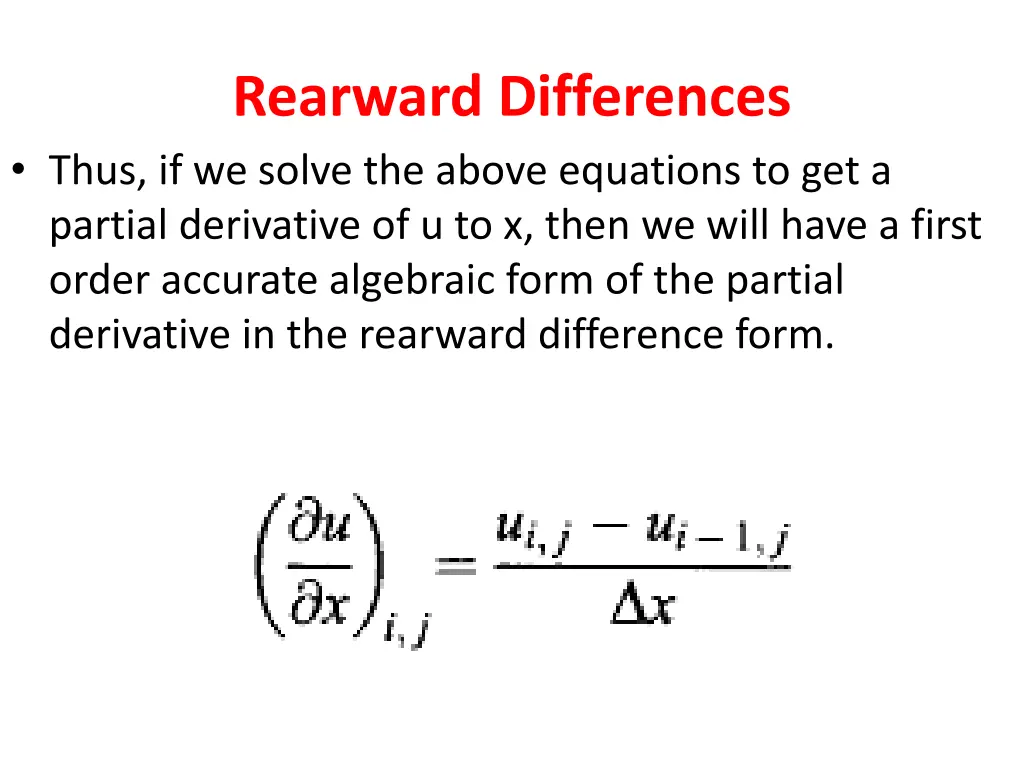 rearward differences thus if we solve the above