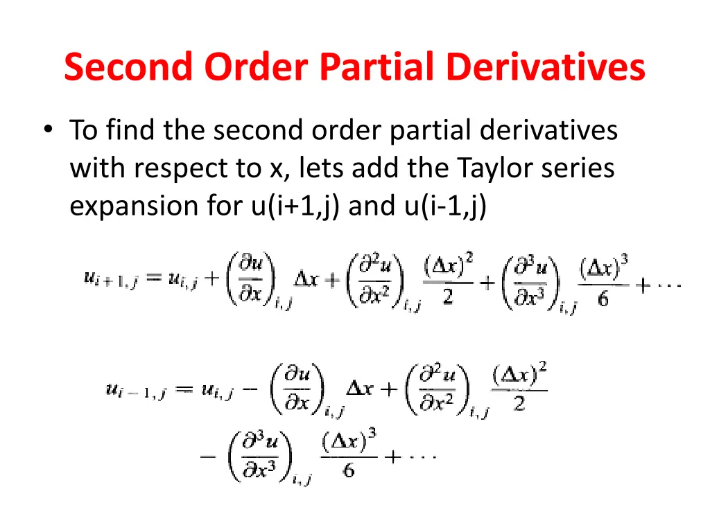 second order partial derivatives