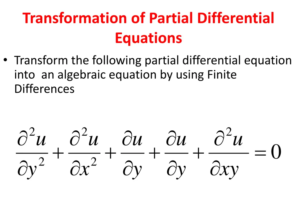 transformation of partial differential equations