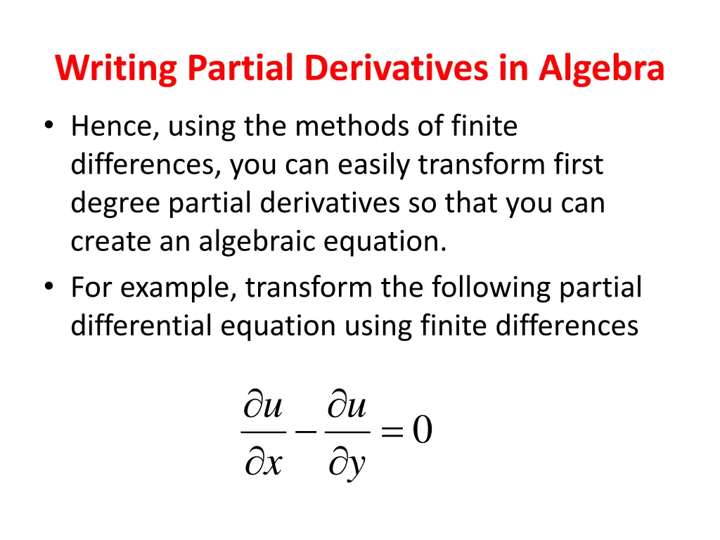 writing partial derivatives in algebra