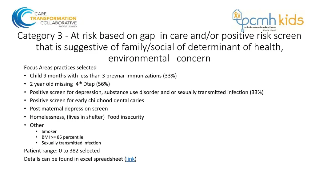 category 3 at risk based on gap in care