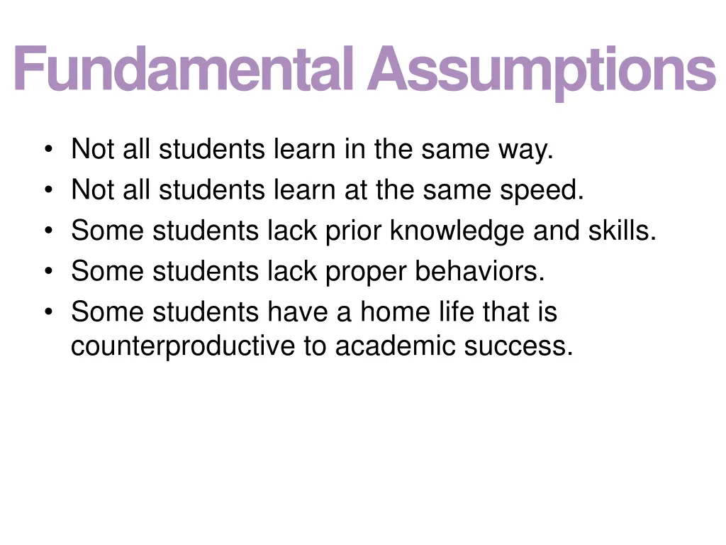 fundamental assumptions