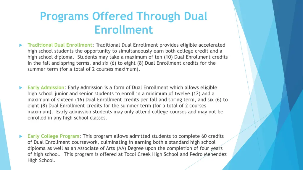 programs offered through dual enrollment