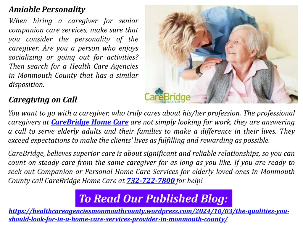 amiable personality when hiring a caregiver