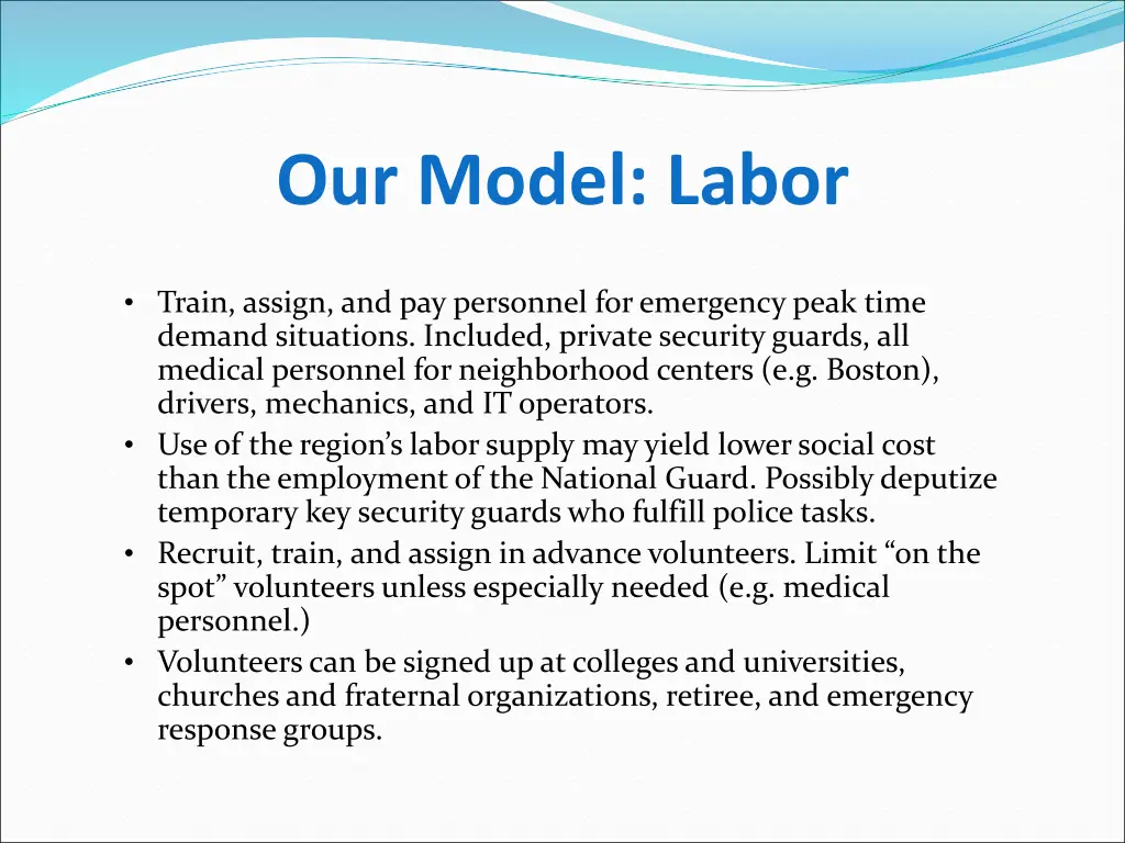 our model labor