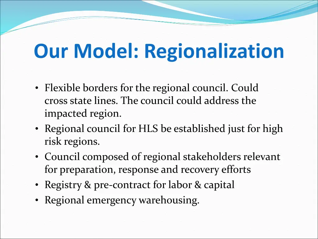 our model regionalization 1