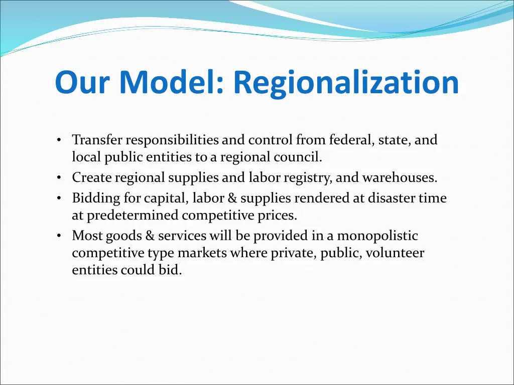 our model regionalization