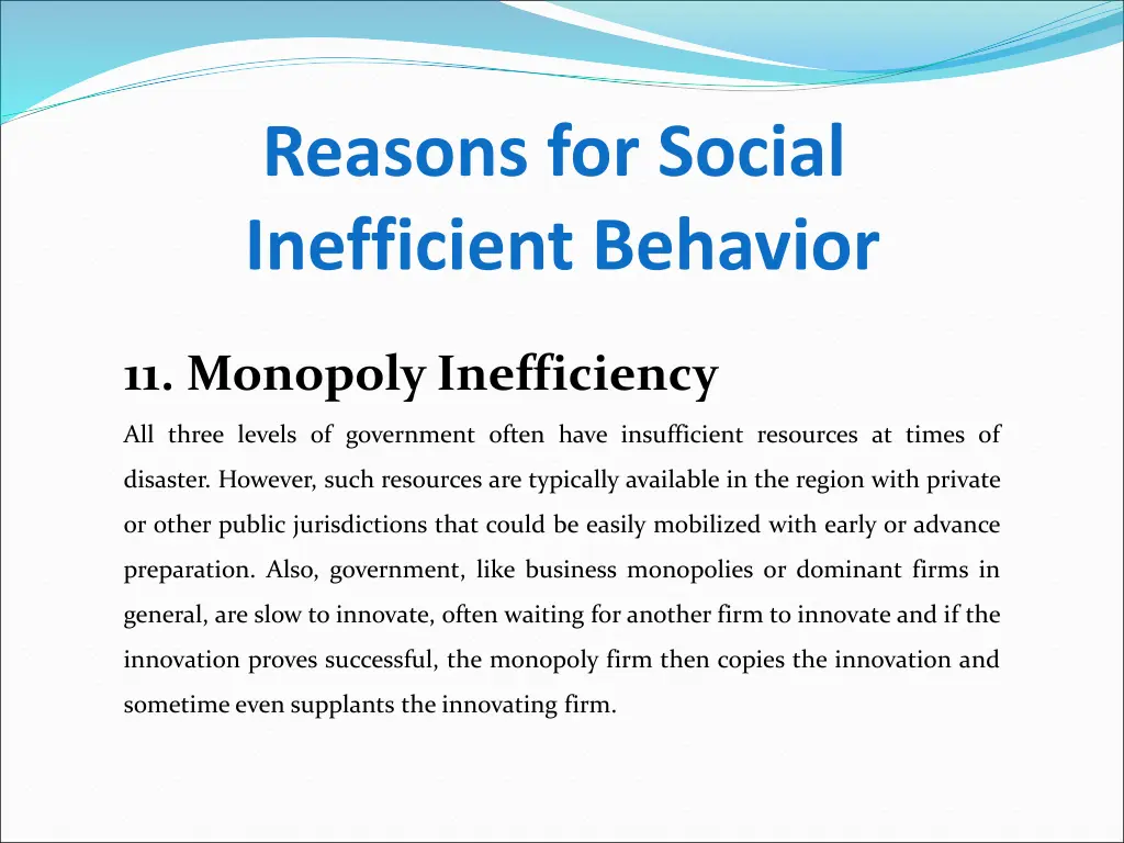 reasons for social inefficient behavior 10