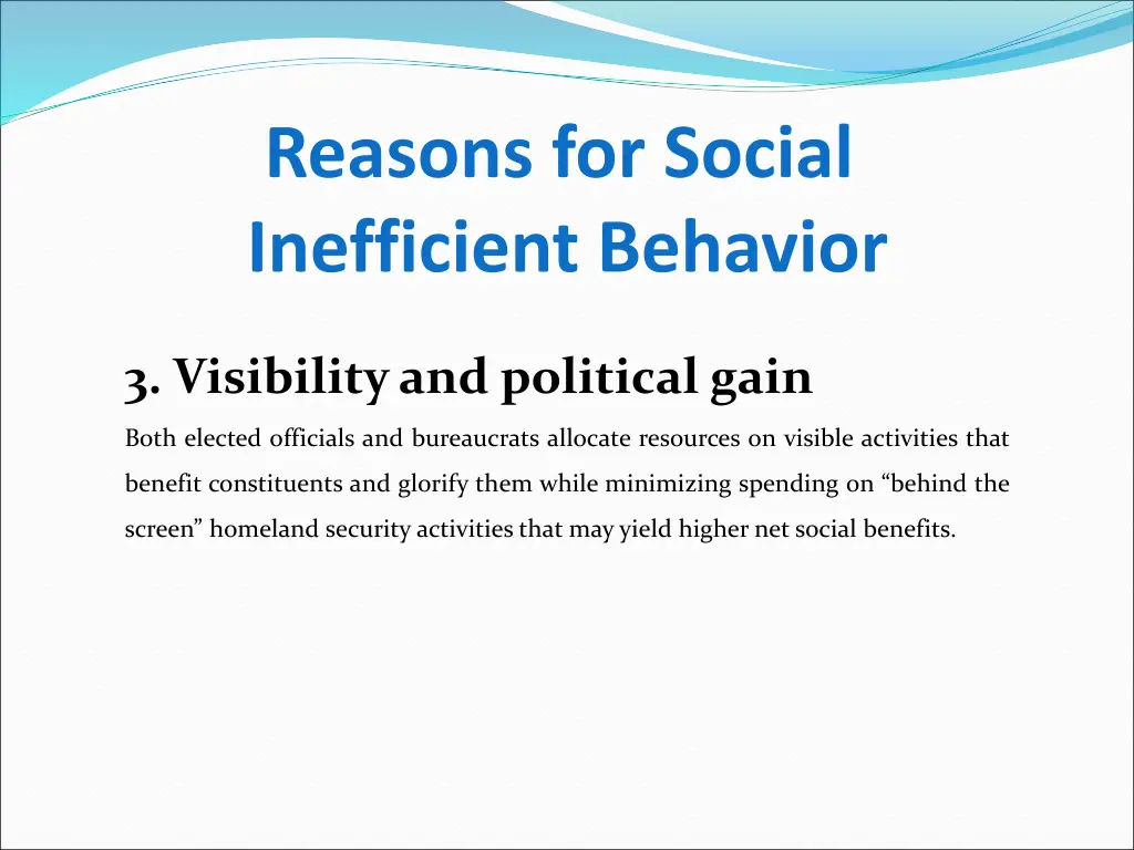 reasons for social inefficient behavior 2