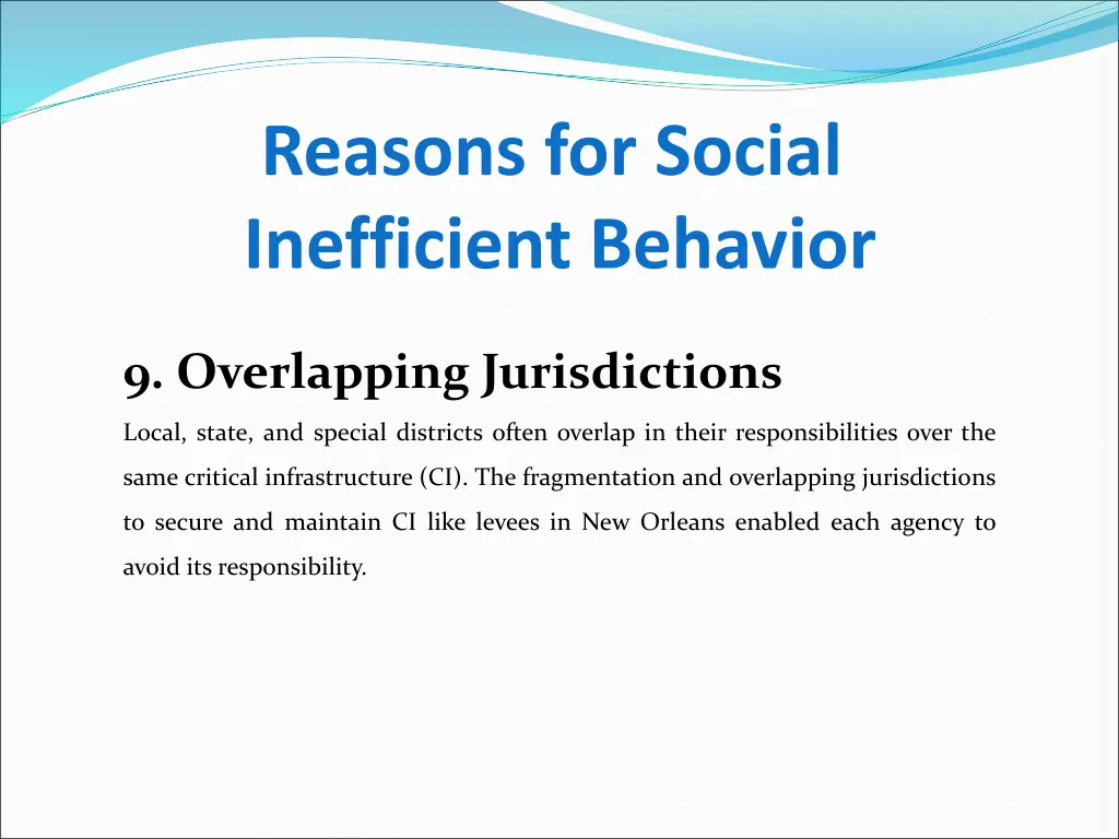 reasons for social inefficient behavior 8