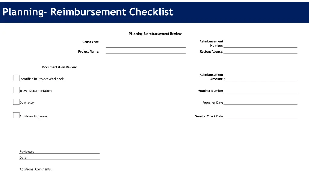 planning reimbursement checklist