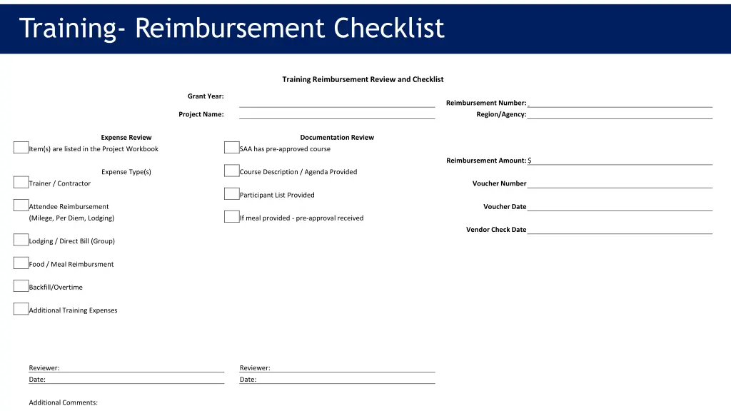 training reimbursement checklist