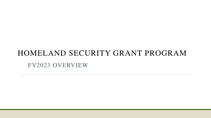 homeland security grant program