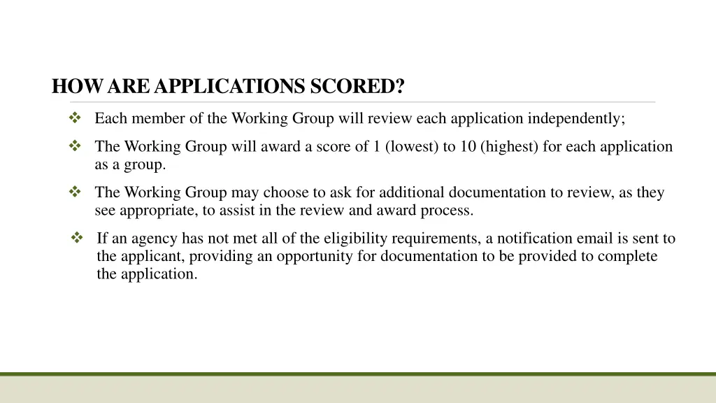 how are applications scored